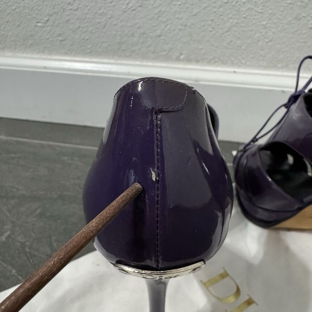 Dior Patent Leather Platform Heels 37.5 US 7.5 Purple Whimsigoth Designer Luxury - Picture 4 of 8